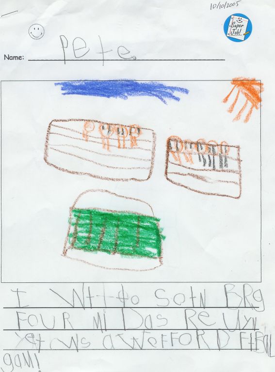 Child's drawing of football stadium